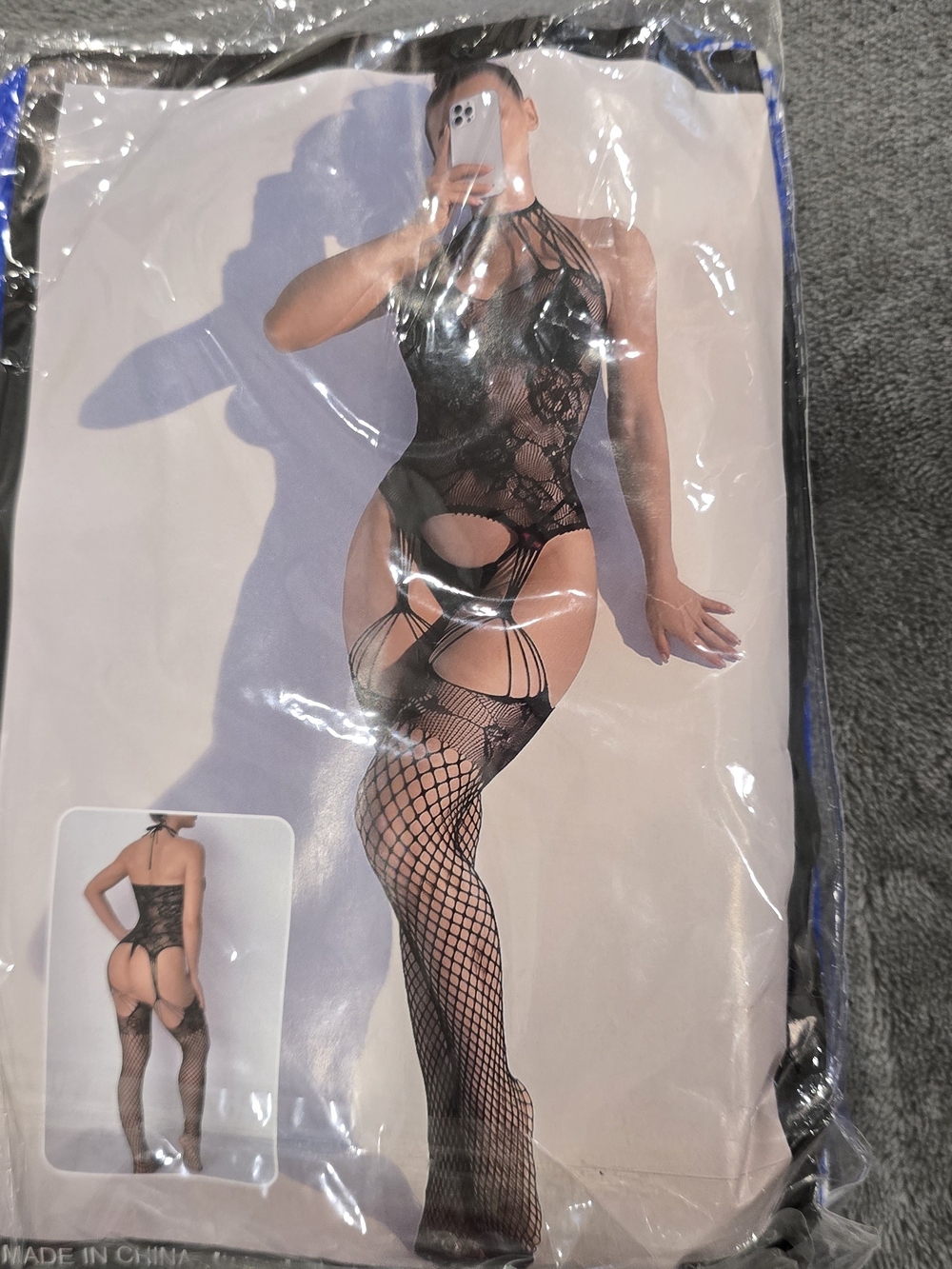Blue Lace Fishnet Bodystocking - Women's Sexy Lingerie